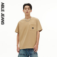 ABLE JEANS 24夏季摩登复古洗水时尚简约工装风宽松短袖T恤男 佩玖色 XS