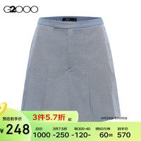G2000【可机洗】G2000女装SS24商场柔软舒适休闲百搭短裤裙 仿牛仔纹-灰蓝色阔脚裤5寸 34