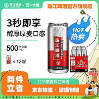 珠江啤酒 12°P原麦珠江啤酒500mL*12罐啤酒批发整箱罐装黄啤