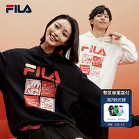 FILA斐乐连帽卫衣男女装2024春龘龘龙宽松长袖上衣 正黑色-BK 165/88A/S