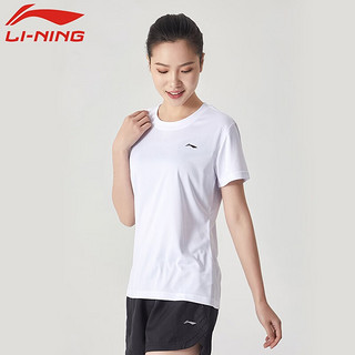 LI-NING 李宁 瑜伽短袖女速干透气健身跑步夏季休闲T恤打底衫ATSP416白色 M码