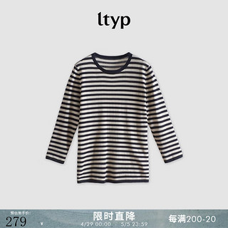 ltyp 旅途原品 丝麻棉经典文艺条纹上衣 休闲百搭T恤/开衫女早春 七F袖T恤-黑杏条纹（15） S