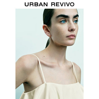 URBAN REVIVO UR2024夏季女装时尚叠层荷叶边短款拉链吊带衫UWG240102 本白 XL