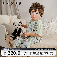 嫚熙（EMXEE）婴儿分腿睡袋儿童宝宝春夏季短袖 牛油果纱罗睡袋 【前2后2 短袖】竹园熊猫 80码【72-80cm】