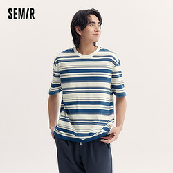 Semir 森马 短袖T恤男2024夏季新款时尚经典撞色条纹上衣基础百搭休闲装