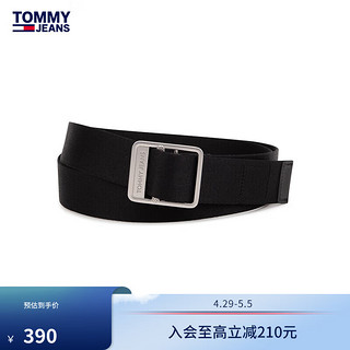 TOMMY JEANS24春季男装经典布标金属方扣休闲通勤腰带AM0AM12341 黑色BDS 1个 100cm