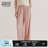 Teenie Weenie小熊女装2024垂感细褶肌理感空气裤休闲裤长裤子 粉色 160/S