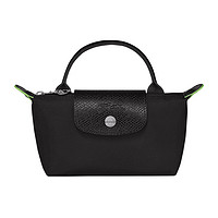 LONGCHAMP 珑骧 LE PLIAGE GREEN 短柄黑色饺子包手提包 再生帆布拼牛