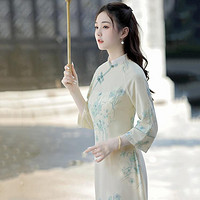 2024年旗袍春夏款复古气质印花清新年轻改良中国风旗袍