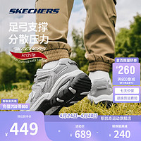 SKECHERS 斯凯奇 醒山春季男女同款户外鞋徒步登山旅游缓震舒适运动鞋休闲鞋 男款/灰色/GRY 42.5