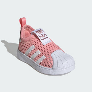 adidas SUPERSTAR 360一脚蹬贝壳头学步鞋女婴童阿迪达斯三叶草 粉色/白色 24码