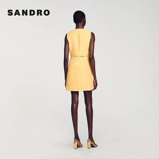 SANDRO2024春夏女装法式V领多巴胺黄色短款连衣裙SFPRO03659 E120/黄色 34