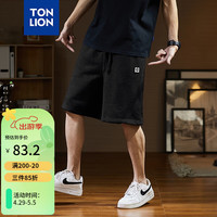 唐狮 TONLION2024男针织前片小标基本宽松休闲短裤TB 黑色 S