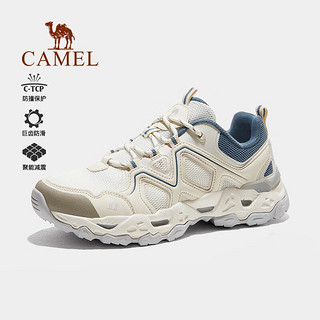 骆驼（CAMEL）户外鞋男鞋舒适透气登山鞋缓震耐磨低帮徒步鞋 F23M693014，米/雾蓝 35