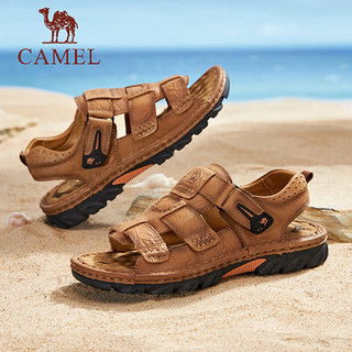 骆驼（CAMEL）2024凉鞋复古软皮免系轻软舒适户外沙滩鞋 G14M344609 黑色 40