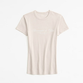 ABERCROMBIE & FITCH女装 24春夏圆领纯色简约时尚百搭短袖T恤 358669-1 浅灰褐色 M (165/96A)