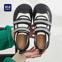 HLA 海澜之家 女鞋休闲玛丽珍鞋透气单鞋小皮鞋HDAYXW1ACK121 白黑36