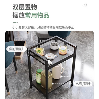 霓峰 麻将桌茶几麻将机小边几专用客厅可移动家用茶水柜架子 黑胡桃色40*27*47cm