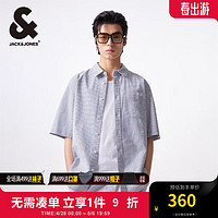 杰克·琼斯（JACK&JONES）夏商务休闲宽松潮流简约舒适条纹短袖衬衫外套男装224204031 A06 雪白色 常规 170/92A/S