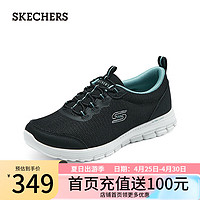 斯凯奇（Skechers）女士一脚蹬运动休闲鞋104510 黑色/白色/BKW 35