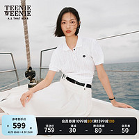 Teenie Weenie【明星同款】小熊2024年夏季短袖针织薄款上衣女 白色 155/XS