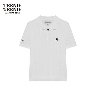 Teenie Weenie【明星同款】小熊2024年夏季短袖针织薄款上衣女 白色 155/XS