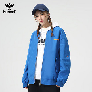 hummel 春秋款棒球服外套男女宽松飞行员夹克春季休闲潮牌衣服 克蓝 XL