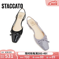 STACCATO 思加图 夏季百搭法式蝴蝶结包头凉鞋女低跟单鞋A8877AH3 黑色 36