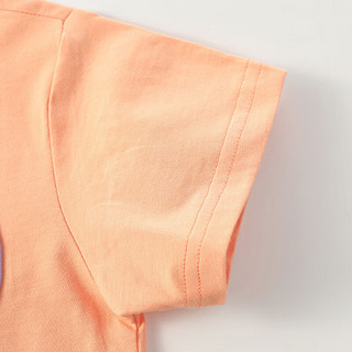拉比树童装男女纯棉时尚T恤2024年春夏宝宝舒适上衣简约百搭款 橙红 130cm