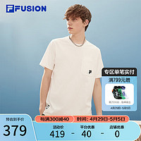 FILA 斐乐 FUSION斐乐潮牌男子针织短袖衫2024夏季时尚纯棉基础T恤 标准白-WT 185/104A/XXL