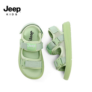Jeep吉普男童凉鞋儿童夏季2024童鞋夏款女童宝宝软底防滑沙滩鞋子 动感绿 35码  鞋内约长22.5cm