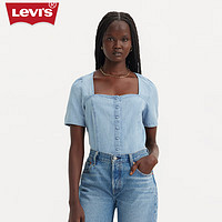 Levi's李维斯24夏季女士复古时尚方领牛仔短上衣 牛仔蓝 A7332-0004 XS