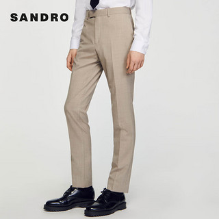 SANDRO2024春夏男装法式商务通勤纯色直筒西装裤SHPPA01331 72/灰褐色 36