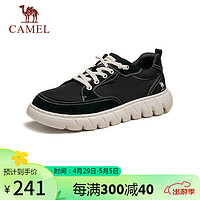 骆驼（CAMEL）男士舒适透气厚底休闲免系快穿布鞋 G14S076111 黑色 40 黑色（A款）