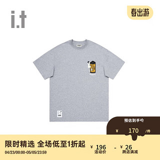 :CHOCOOLATE it男装圆领短袖T恤2024夏季活力少年半袖003020 GYX/中灰色 XL