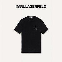 Karl Lagerfeld卡尔拉格斐2024春夏款KL钉珠T恤老佛爷241N2013 黑色 52