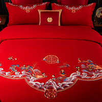 BEYOND 博洋 全棉婚庆四件套大红色床上用品喜庆结婚新婚床上套件百子多福系列