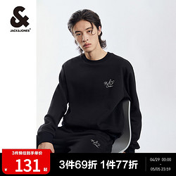 JACK&JONES 杰克琼斯 秋季新款卫衣男宽松立体字母上衣法斗犬刺绣长袖男装