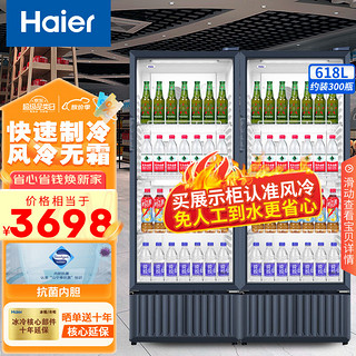 海尔（Haier）展示柜冷藏保鲜柜商用立式冰柜家用风冷无霜蛋糕鲜花保鲜柜酒水饮料展示柜两台组合大容量309升*2 560升丨约300瓶装量309J两台