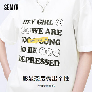 森马（Semir）【多彩T恤合辑】短袖T恤女宽松简约短款字母印花内搭外穿上衣集合 I款笑脸印花-漂白1000 170/92A/XL