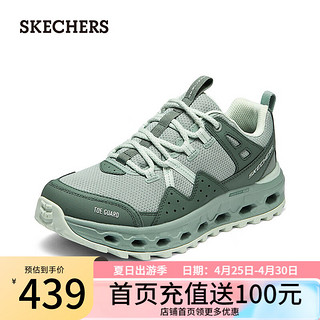 SKECHERS 斯凯奇 缓震户外徒步登山运动鞋透气网面鞋180054 女款-木炭灰色/多彩色/GRMT 35