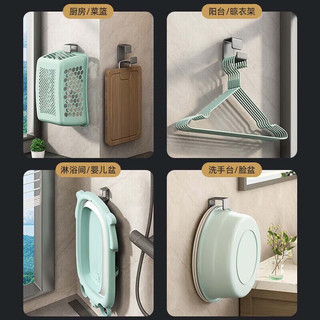 爱嘉莉不锈钢枪灰色脸盆挂钩免打孔卫生间盆子收纳挂件浴室置物架 【升级加厚】免打孔不锈钢挂钩*2
