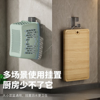 爱嘉莉不锈钢枪灰色脸盆挂钩免打孔卫生间盆子收纳挂件浴室置物架 【升级加厚】免打孔不锈钢挂钩*2