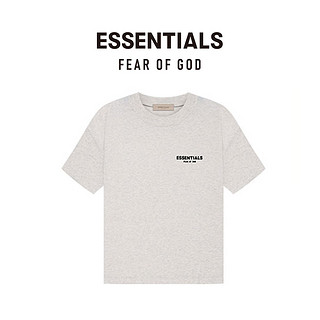 FEAR OF GOD ESSENTIALS植绒背部LOGO系列棉质圆领短袖T恤男女美式宽松经典潮流打底内搭 深燕麦色 L