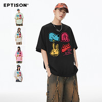 EPTISON 衣品天成 涂鸦动物印花纯棉短袖T恤夏季休闲230G重磅潮流情侣上衣