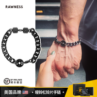 RAWNESS 哑铃杠铃片手链 美式复古钛钢 做旧古巴链契男款潮牌 复古色 S
