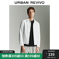 URBAN REVIVO UR2024春季男装时尚简约百搭肌理感翻领夹克外套UMU140008 本白 XS