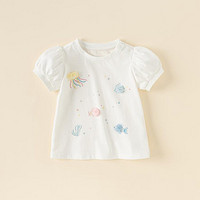 戴维贝拉 商场同款女童纯棉短袖2024儿童白色T恤夏装女宝宝打底衫上衣