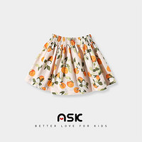 ASK junior 女童裤子2024夏薄款小童花朵满印大摆A型沙滩裙裤