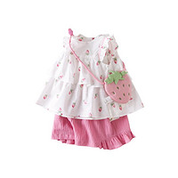戴维贝拉 儿童夏装女时髦套装女宝宝衣服女童短裤婴儿草莓套装